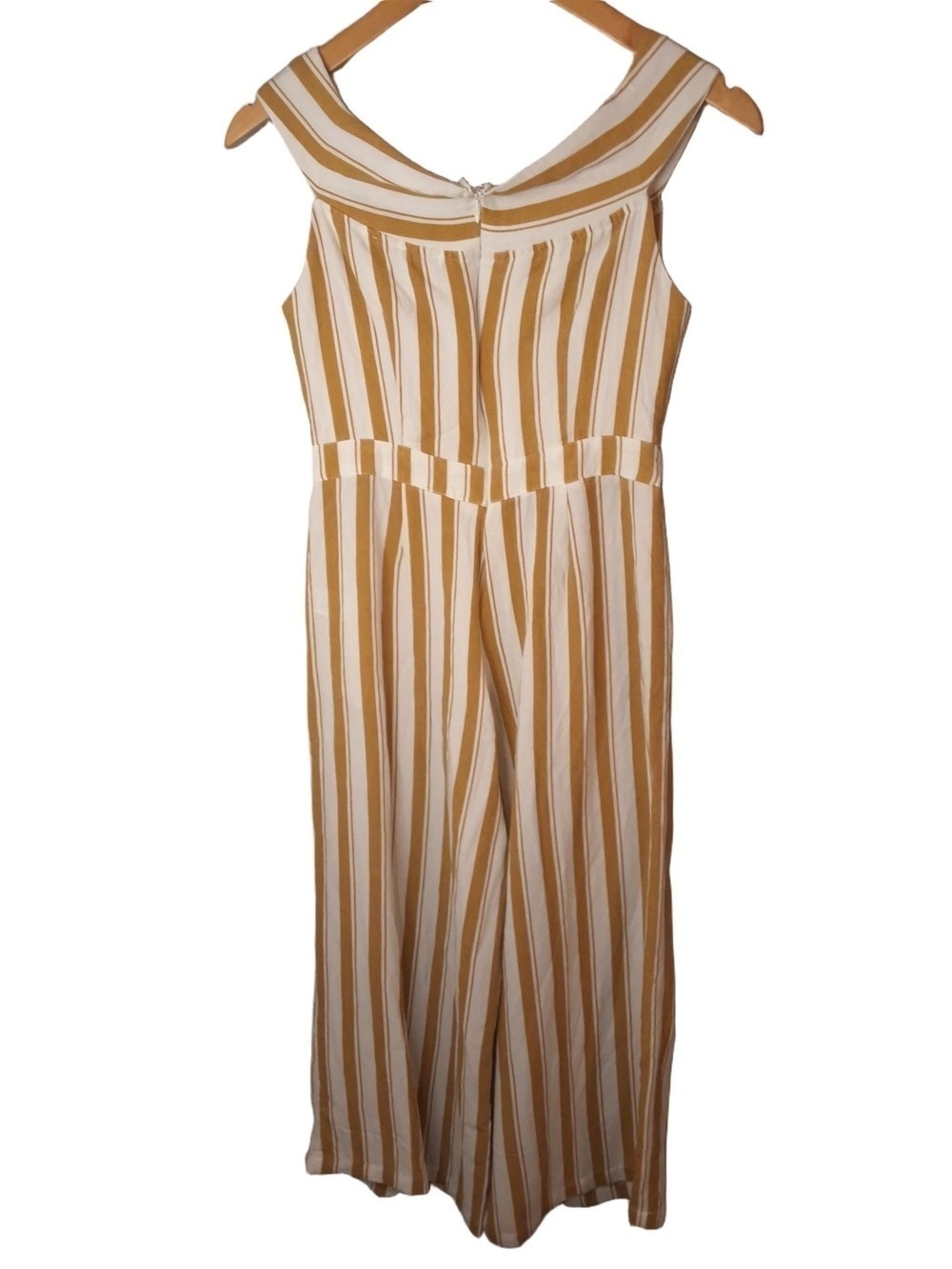 Love Culture Striped Wide-Leg Jumpsuit Size Small Mustard Gold White - Picture 3 of 9